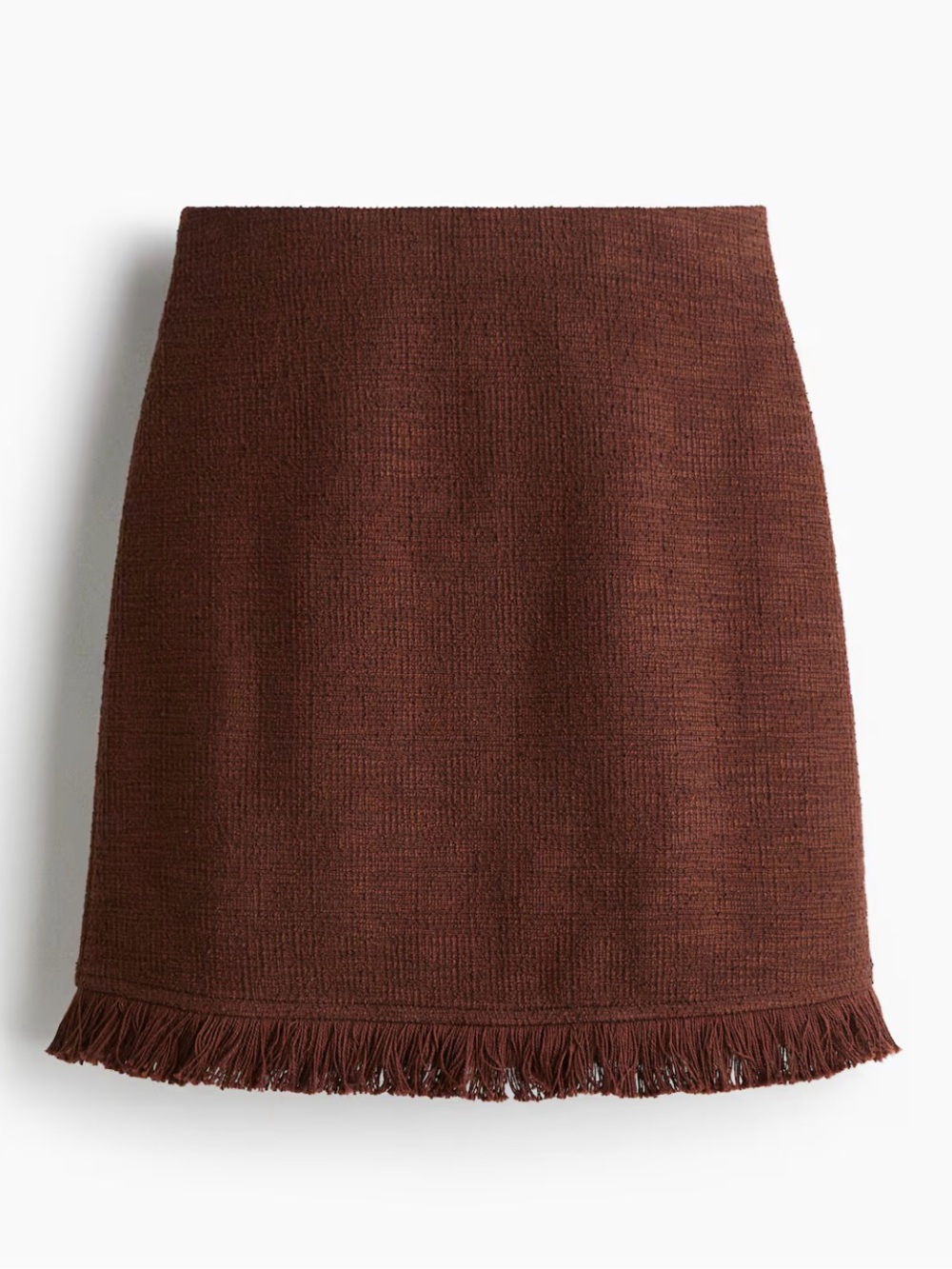 H&M Womens Brown Fringe Hem Tweed Skirt